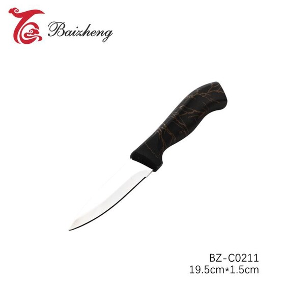 Нож нерж сталь 19,5*1,5 см кухонный пласт руч черный Baizheng (1/12)
