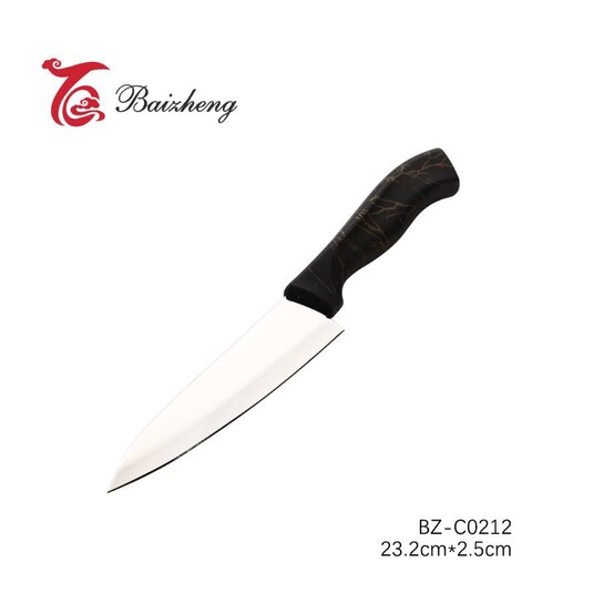 Нож нерж сталь 23,2*2,5 см кухонный пласт руч черный Baizheng (1/12)