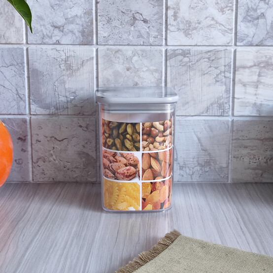 Банка пластиковая для сыпучих продуктов 0,9 л 10,5*10*14,5 см герметич крышка Baizheng (1/36)