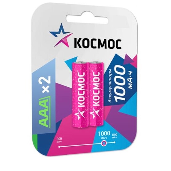 Аккумулятор Космос R03 NI-MH 1000 mAh 2BL(2/24) (10702070/080321/0060167/04, Китай) Аккумулятор Космос R03 NI-MH 1000 mAh 2BL(2/24) (10702070/080321/0060167/04, Китай)