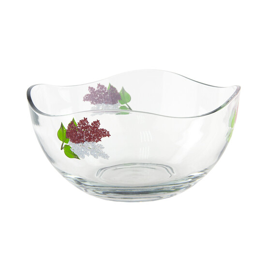 Салатник стеклянный  26 см 3500 мл Веточка Сирени Gid Glass (1/12)