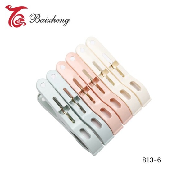 Прищепки пластиковые 6 шт 10*11*5,3 см бельевые микс 813-6 Baizheng (1/180)