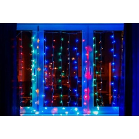 Гирлянда светодиодная 1,5*1 м 96 led 230 В 8 реж дождь мультиколор Neon-night (1/48)