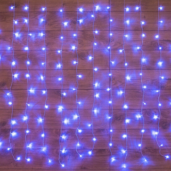 Гирлянда светодиодная 1,5*1,5 м 144 led 230 В 8 реж дождь синий Neon-night (1/48)