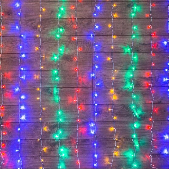 Гирлянда светодиодная 3*2 м 240 led 230 В дождь мультиколор Neon-night (1/24)