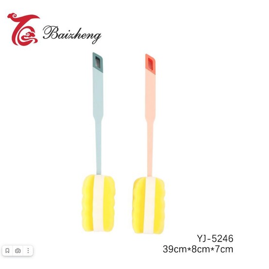 Губка поролоновая для чашек и бутылочек 38*9*7 см с ручкой микс Baizheng (1/72)