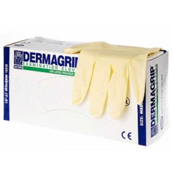 ХОРЕКА Перчатки латексные неопудренные DERMAGRIP CLASSIC S / 50 пар в уп / Цена за пару