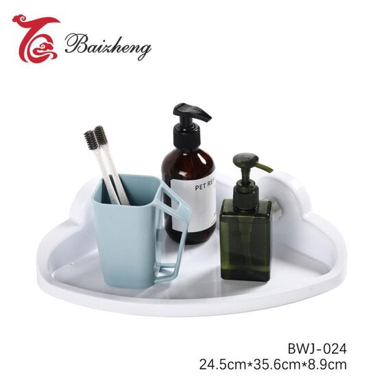 Полка пластиковая для ванной 24,5*35,6*8,9 см на присосках белый Классик Baizheng (1/240)