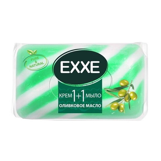 EXXE Туалетное крем-мыло 1+1  1шт*80г (ЗЕЛЕНОЕ) полосатое одиночное