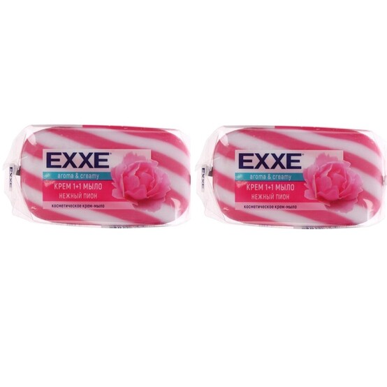 EXXE Туалетное крем-мыло 1+1 1шт*80г (РОЗОВОЕ) полосатое одиночное