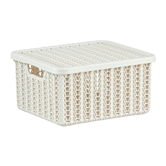 Коробка ВЯЗАНИЕ 1,5л с крышкой (Белый ротанг) Коробка ВЯЗАНИЕ 1,5л с крышкой (Белый ротанг)