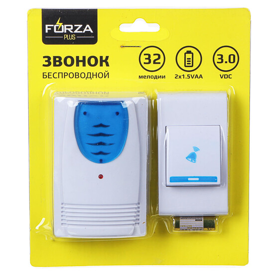 FORZA Звонок беспроводной, 32 мелодии, 3.0VDC(2x1.5VAA), ZV001 FORZA Звонок беспроводной, 32 мелодии, 3.0VDC(2x1.5VAA), ZV001