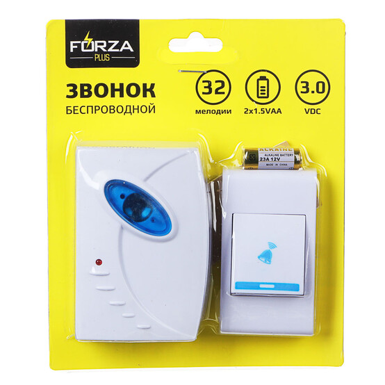 FORZA Звонок беспроводной, 32 мелодии, 3.0VDC(2x1.5VAA), ZV002 FORZA Звонок беспроводной, 32 мелодии, 3.0VDC(2x1.5VAA), ZV002