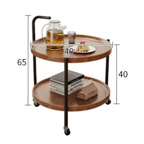 Стол МДФ журнальный 400*400*650 мм 2-х ярусный рама метал на колесиках орех черный Baizheng (1/1)