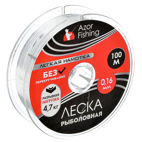 AZOR FISHING Леска "Легкая намотка", нейлон, 100м, 0,16мм, разрывная нагр 4,7кг AZOR FISHING Леска "Легкая намотка", нейлон, 100м, 0,16мм, разрывная нагр 4,7кг