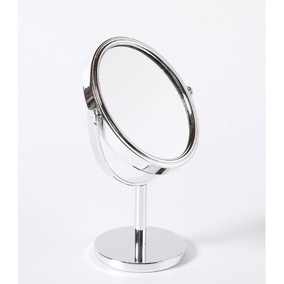 Зеркало металлическое настольное 9*16 см на ножке поворот двухстороннее широкий обод Baizheng (1/96)