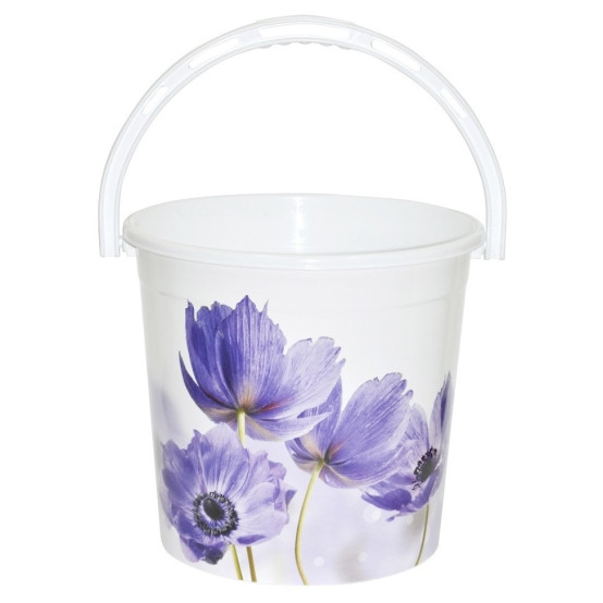 Ведро пластиковое 10 л без крышки Синие Маки Violet (1/40)