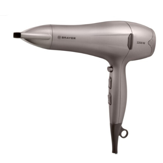 Фен 2200 Вт холодный воздух 3 режима 2 скорости концентратор серый Brayer (1/12) Фен 2200 Вт холодный воздух 3 режима 2 скорости концентратор серый Brayer (1/12)