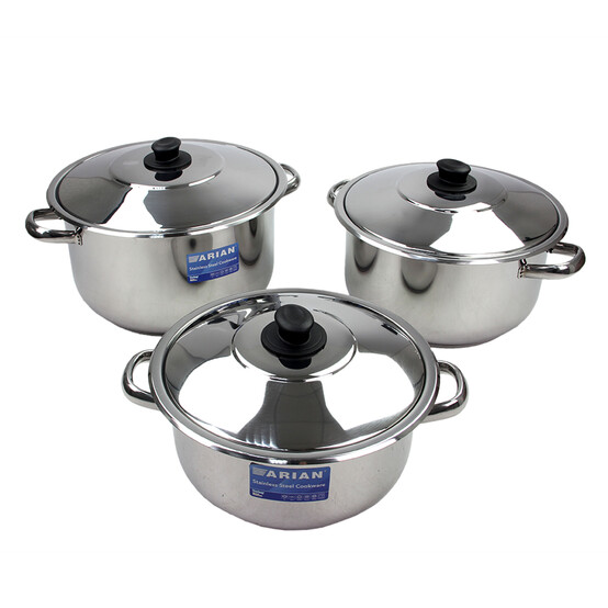 Набор посуды нерж сталь 6 пр 6 л 8,5 л 10 л стекл крышка Asiret Gastro Arian (1/1)