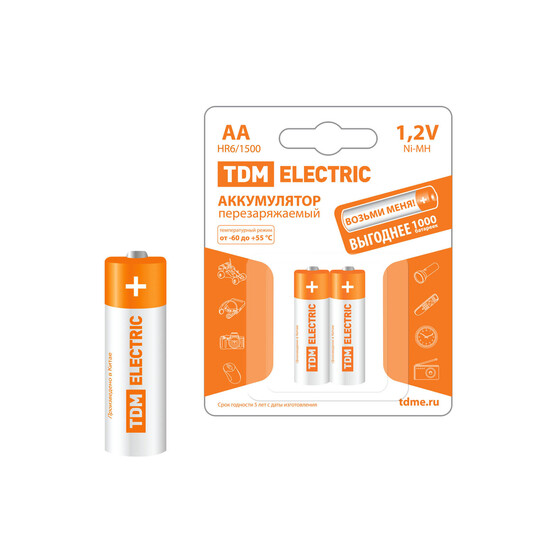 Аккумулятор AA-1500 mAh Ni-MH BP-2 TDM Аккумулятор AA-1500 mAh Ni-MH BP-2 TDM