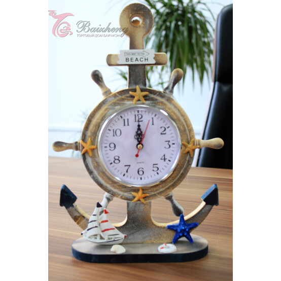 Часы декоративные "Якорь и штурвал" 33*23*8,5 см WS-109