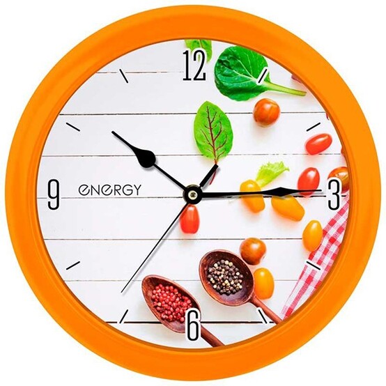 Часы настенные кварцевые круг 25*3,8 см оранжевый специи ЕС-111 Energy (1/20)