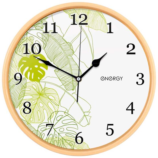 Часы настенные кварцевые круг 32*4,5 см листва белый ЕС-108 Energy (1/10)
