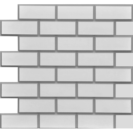 Панель стеновая ПВХ  Эклектика Маттоне 3D (белый кирпич с серыми швами) 0,595х0,595м (6)