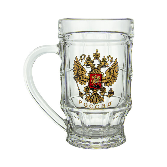 Кружка стеклянная пивная 500 мл Герб России Gid Glass (1/1)