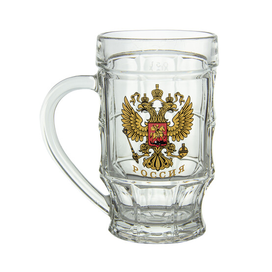 Кружка стеклянная пивная 500 мл Герб России Gid Glass (1/1)