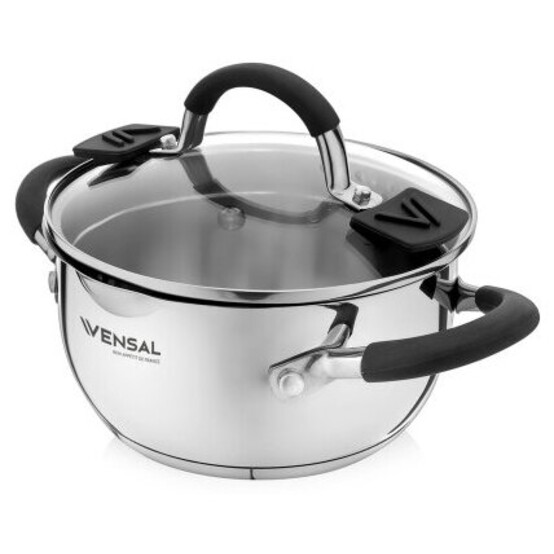 Кастрюля нерж сталь 3,1 л стекл крышка силикон ручка Magique Vensal (1/4)