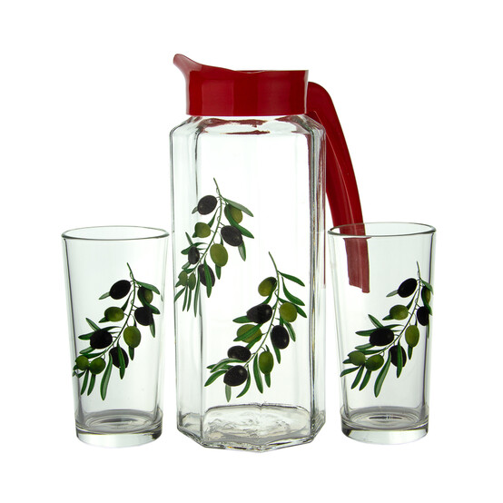 Набор стеклянный кувшин/стаканы 3 пр ОЛИВКИ Gid Glass (1/4)