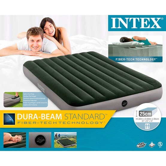 Матрас надувной 152*203*22 см встроенный ножной насос Intex (1/3)