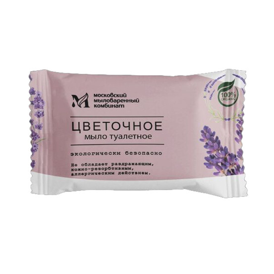 Мыло туалетное Ординарное Цветочное 100гр в цветной обертке флоупак/МКТУ1321 Мыло туалетное Ординарное Цветочное 100гр в цветной обертке флоупак/МКТУ1321