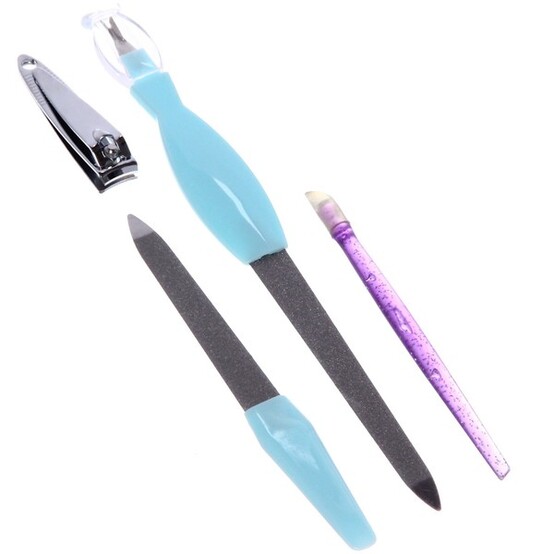 Набор маникюрный 4 пр 22*6 см две пилки кусачки и шабер микс Manicure set (1/600)