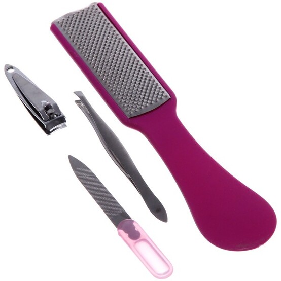 Набор педикюрный 4 пр 22*6 см терка пилка пинцет кусачки микс Manicure set (1/600)