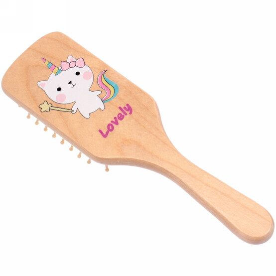 Расческа деревянная массажная 22*6,5 см коричневый Kitty Baby brush Ультрамарин (1/12)