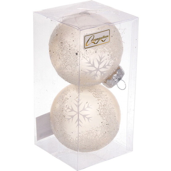 Набор пластиковых шаров d-8 см 2 шт Snow Sand light champagne SHINE Серпантин (1/192)