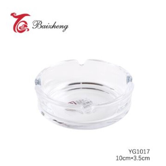 Пепельница стеклянная 10*3,5 см круглая прозрачный YG1017 Baizheng (1/72)