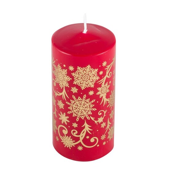Свеча новогодняя 12 см золото на бордовом Deco Christmas Зимние узоры Волшебная страна (1/12)