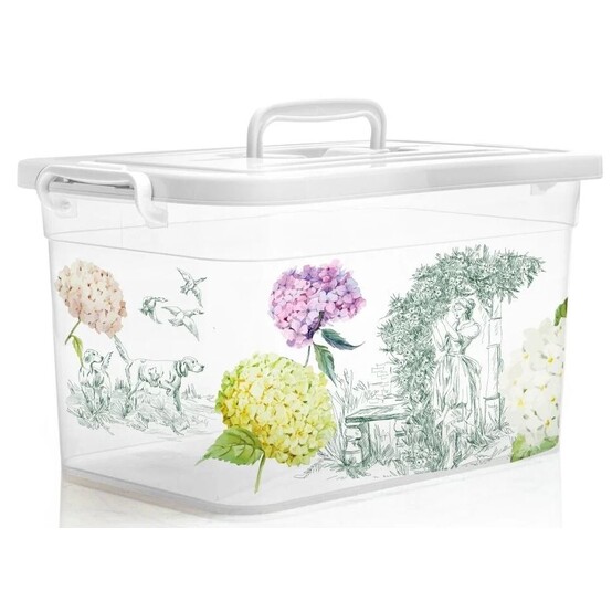Контейнер пластиковый 6,5 л 310*200*180 мм для хранения с крышкой Toile de Jouy Полимербыт (1/1)