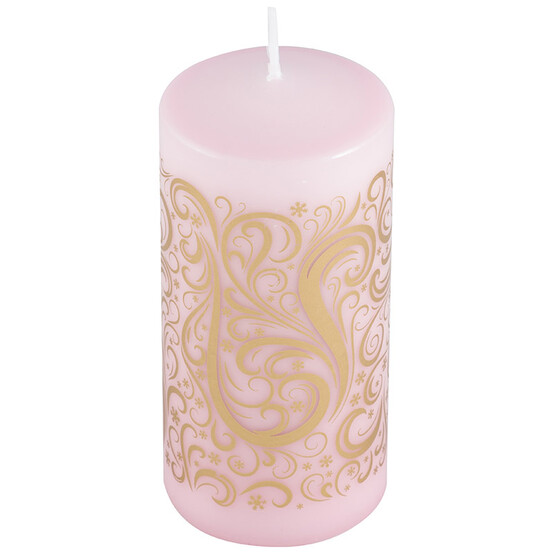 Свеча новогодняя 12 см золото на розовом Deco Christmas Вензеля (1/12)