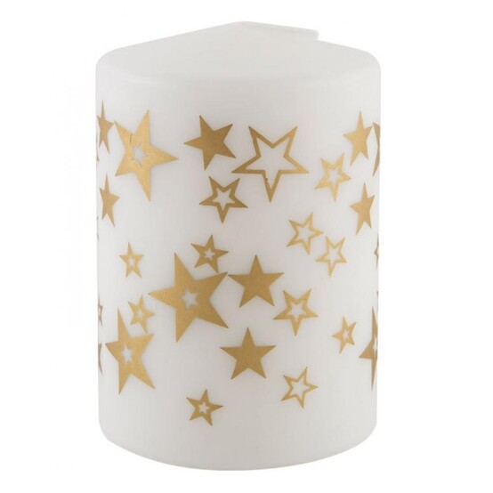 Свеча новогодняя 56*80 мм золото на белом Deco Christmas Звезды Волшебная страна (1/24)