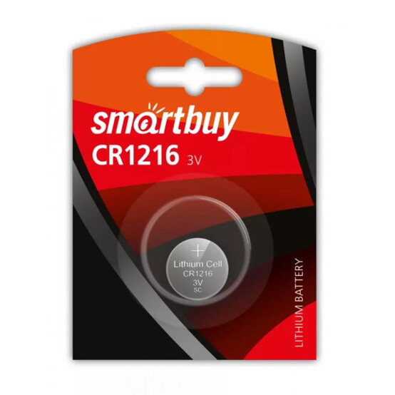 Батарейка литиевая CR1216 3V упак 1 шт Smartbuy (1/12)