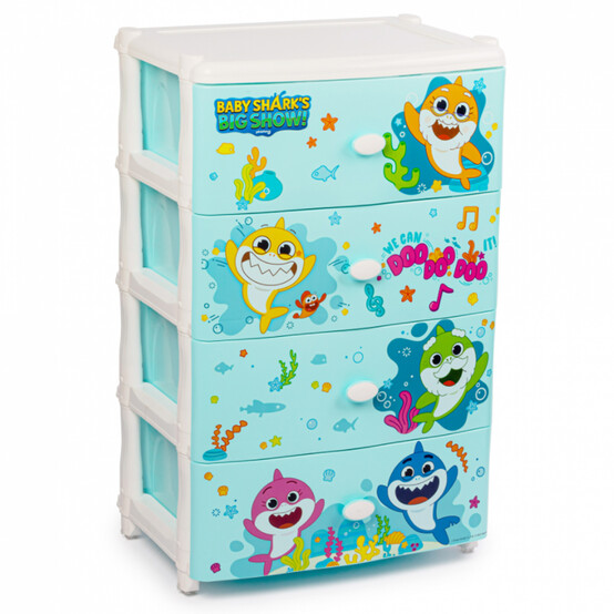 Комод пластиковый детский 4-х секционный 425*560*905 мм широкий Baby Shark's Big Show Альтернат(1/1)
