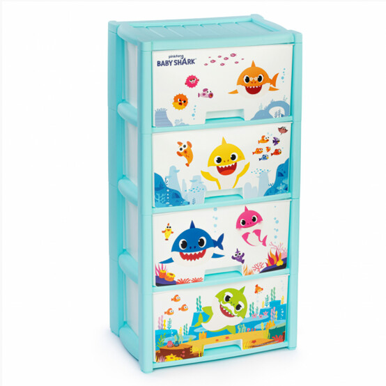 Комод пластиковый детский 4-х секционный 475*300*940 мм Baby Shark Альтернатива (1/1)