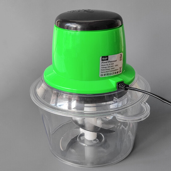 Измельчитель электрический 300 Вт чаша пласт 2 л 6 в 1 зеленый Raf (1/10)