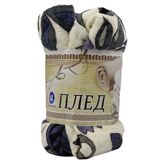 Плед микрофлис 1,5 сп 150*200 см Зимние цветы Ультрамарин (1/50)