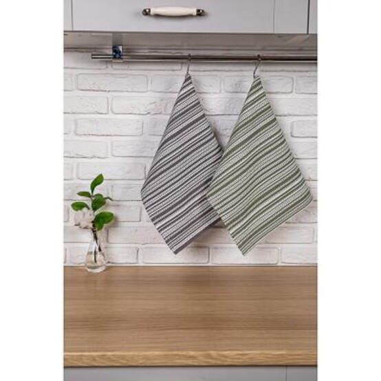 PROVANCE Корица Полотенце кухонное, в полоску, 100% хлопок, 40х60см, 230гр/м, 2 цвета PROVANCE Корица Полотенце кухонное, в полоску, 100% хлопок, 40х60см, 230гр/м, 2 цвета