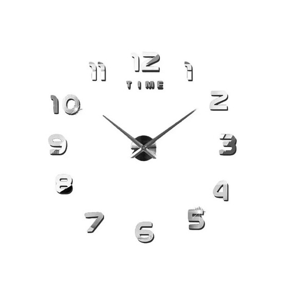 Часы пластиковые настенные  55*55 см самоклеящиеся черный циферблат Time Baizheng (1/36)